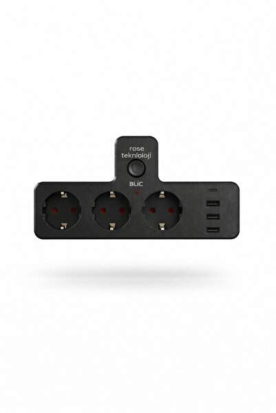 ROSE TEKNOLOJİ ROSE TEKNOLOJİ TERMAL AKIM KORUMALI 3 PRİZ 3 USB 1 TYPE-C 20w ...