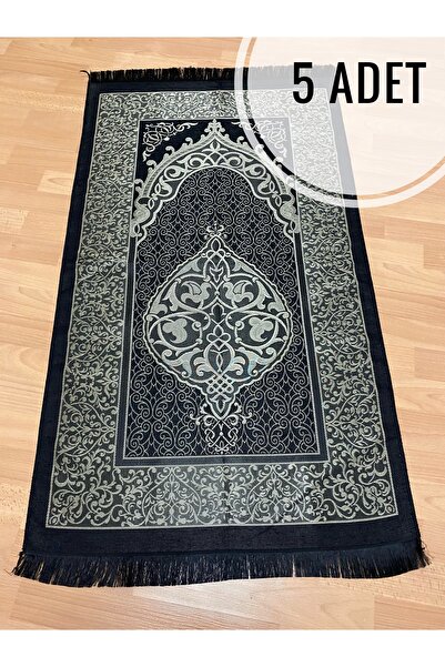 AYHANHOME 5 bucăți de covoraș de rugăciune din tafta neagră, cu model, cu fra...
