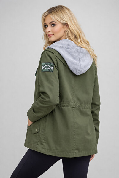 rengamoda Women's Hooded combed cotton Vest Set pocketed gabardine jacket wit...