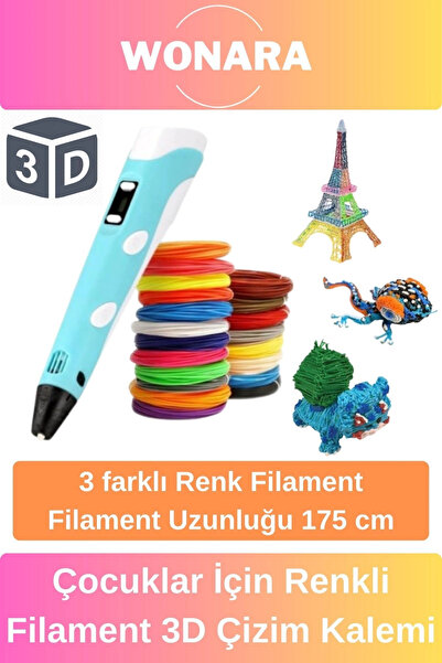 Wonara Özel Tasarım Esnek ABS Plastik 3D Çocuklar İçin Renkli Filament Üç Boy...