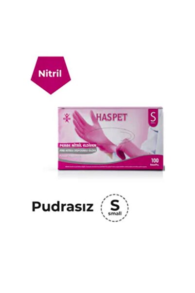 Has-Pet PEMBE NİTRİL ( S ) PUDRASIZ ELDİVEN 1 PAKET ( 100 ADET)