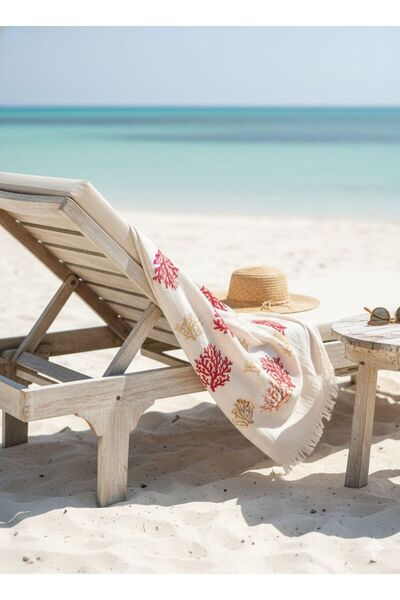 Milenam Muslin Peshtemal Coral Pattern Beach Towel