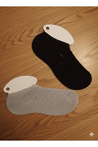 TChic 2-Piece Black Gray Mesh Lace Women's Booties Socks