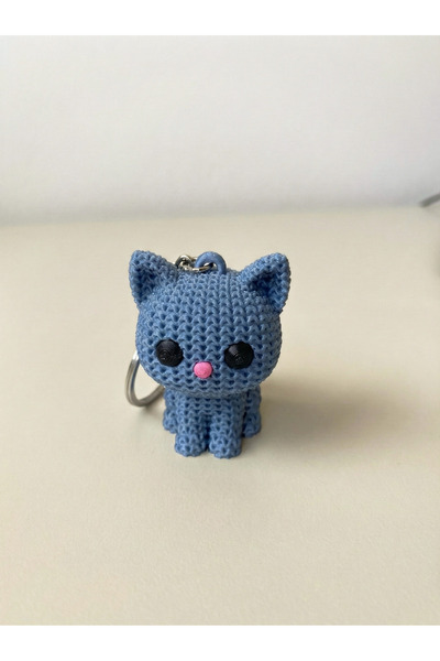 Figuva سلسلة مفاتيح على شكل قطة بمظهر محبوك - زينة لطيفة لحقيبة على شكل قطة -...