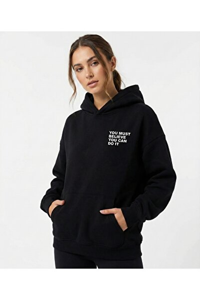 LELVANİ Logo pe piept YOU MUST BELIEVE Imprimeu textual Hanorac cu glugă tricou