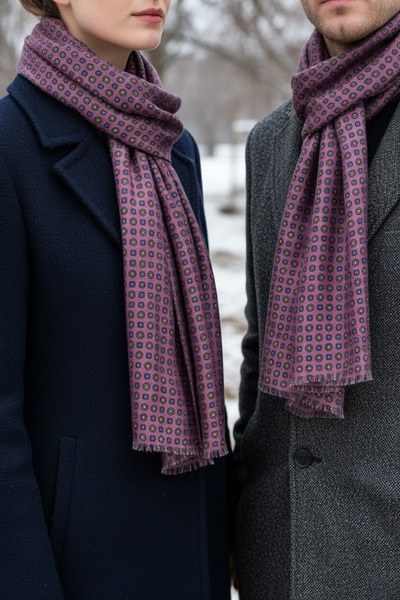 CROATE Yün İpek Baskılı Atkı