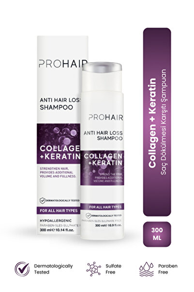 Prohair Saç Dökülmesine Karşı Sülfatsız Kolajen+Keratin Şampuan 300ml