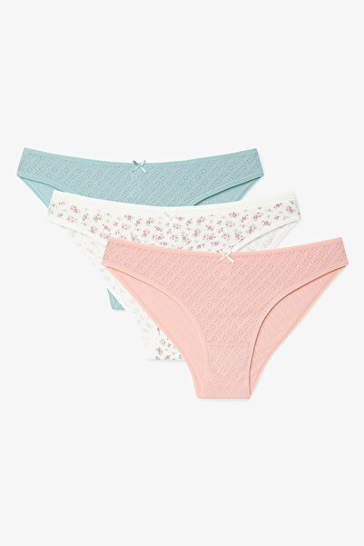 Penti Gemischte Farben Soil Blossom Low Waist Pointel 3-teiliges Slip-Höschen