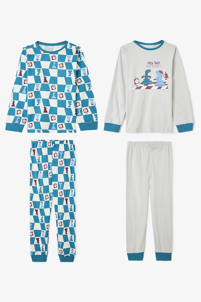 Penti 2-teiliges Pyjama-Set aus Baumwolle mit langen Ärmeln und Dinosauriermu...