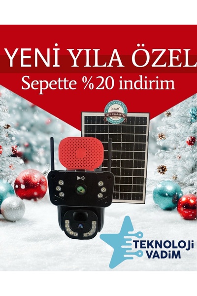 O-KAM PRO O-KAM 4G 6MP Dual Lens Solar PTZ Kamera – Güneş Panelli 4G Full Col...
