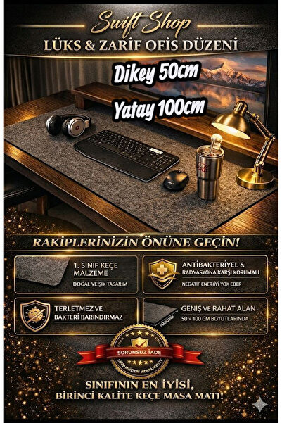 SwiftShop 50X100Luxury Premium Keçe Ofis ve Çalışma Masası Düzenleme Ve Oyunc...