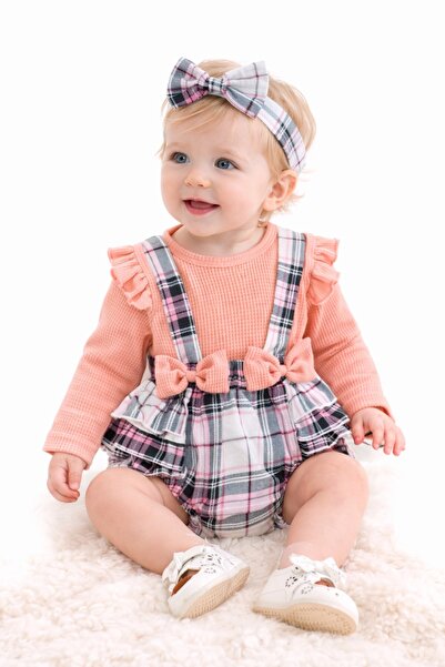 Superbaby Pantalonasi bufanti cu bluzita roz somon