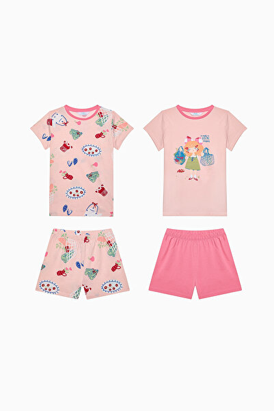 Penti Mehrfarbiges 2-teiliges Pyjama-Set aus lokaler Baumwolle für Mädchen
