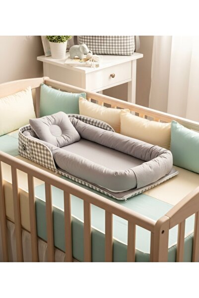 ebabynest Kareli Serisi Gri Çantalı Nest BKN2019