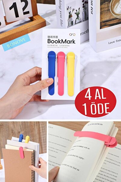 BONOVE Αυτόματο σετ σελιδοδεικτών 3 τεμαχίων με κλιπ σιλικόνης Έξυπνο αξεσουά...