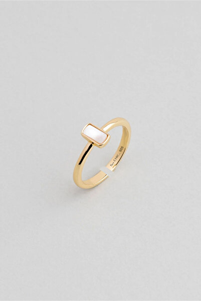 So CHIC... Taşlı 18 Ayar Sarı Altın Kaplama Gümüş Ayarlanabilir Minimal Yüzük