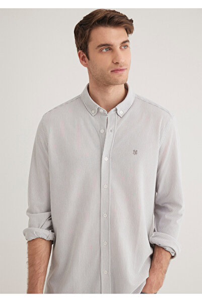 Mavi Gestreiftes graues Hemd Slim Fit / Slim Fit 0211402 -82577