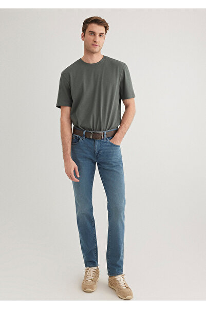 Mavi Petrolgrünes Basic-T-Shirt mit normaler Passform und normalem Schnitt 06...