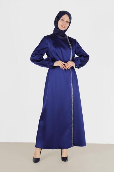Alvina TAŞLI ŞERİT DETAYLI SATEN ELBİSE 42417