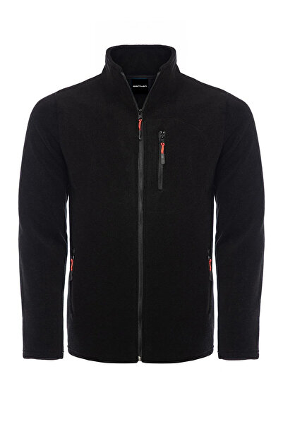 pandy Unisex Siyah Polar Tam Fermuarlı 3 Cepli Outdoor Polar Ceket
