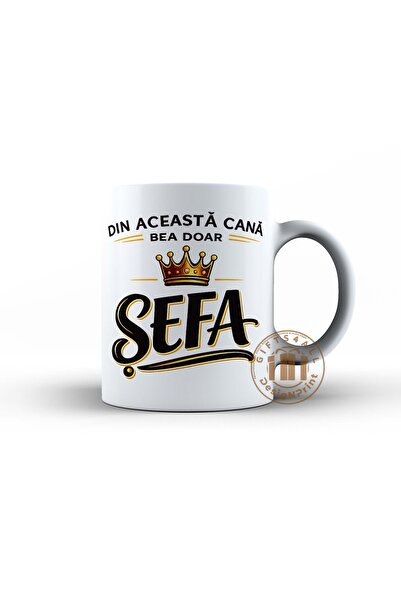 GIFTS4ALL Cană Haioasă „Din această cană bea doar ȘEFA cu coroana” – Cadou pe...