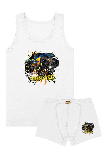 Öts Boy's Undershirt Boxer Stretch Fabric White Traktor (96% Cotton - 4% Elas...