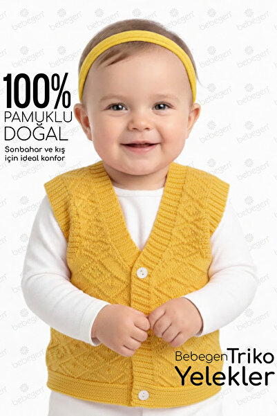 bebegen Triko Sarı Bebek Yelek