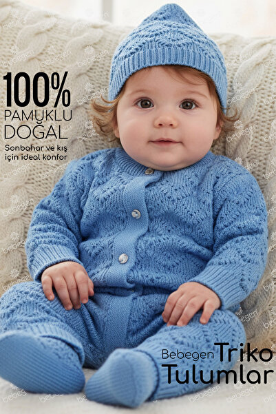 bebegen Blue Beret Knitwear Jumpsuit for Baby Boy