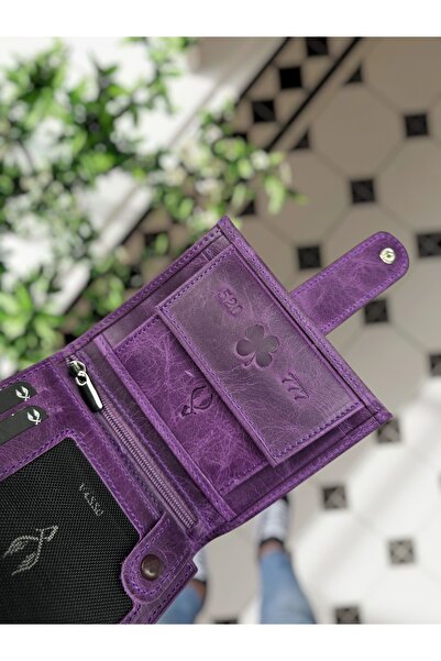 VİSSO 112 Hakiki Deri Bozuk Para Cepli Dıştan Kilitli Erkek Ve Kadın Cüzdan D...