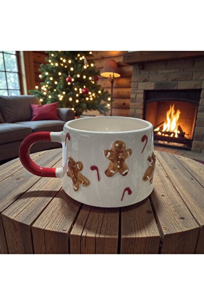 İlbay Çini Takı Kabartma Kurabiye Adam Kupa Bardak, Gingerbread Kabartma Figü...