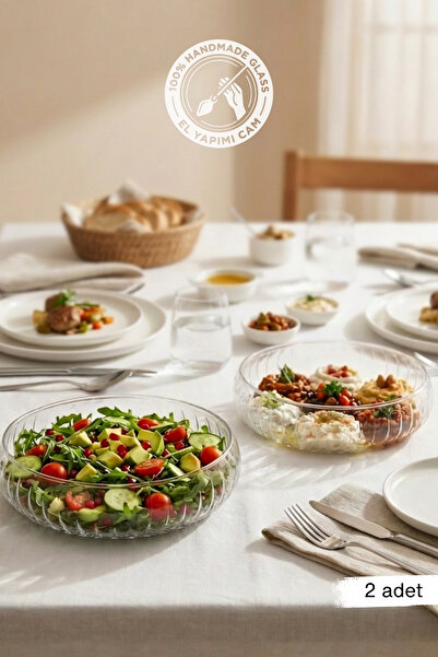 Glamis Selen Concept Handmade Medium Size Glass Salad Bowl Set of 2