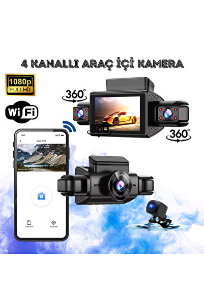 SepetteX 4 Kanallı Araç İçi Kamera WiFi Full HD 1080P | Ön Arka İç Yan Kayıt ...