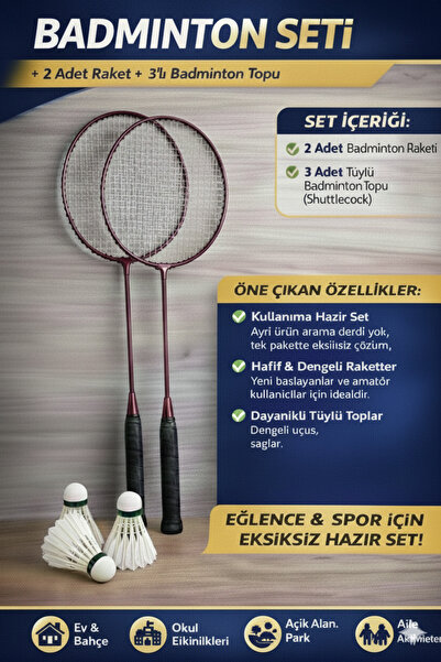 SLİPT Badminton Seti 2 Raket 3 Top