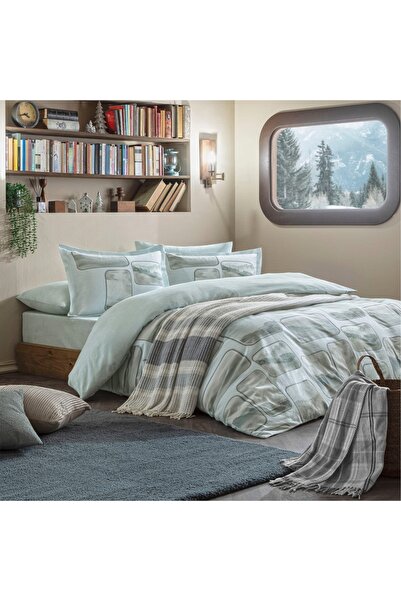 Taç Butik Lune Pamuk Nevresim Seti Çift Kişilik Mavi