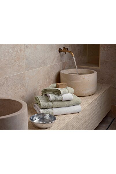 Taç Ethna Pure Cotton Σετ Τουρκικού Μπάνιου Ecru Stone