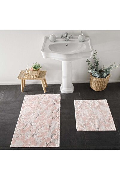 Taç Flower Pamuk 2'li Banyo Paspas Seti Pudra