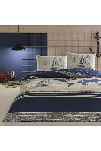 Taç طقم غطاء لحاف فردي من مونا رانفورس باللون الأزرق الداكن