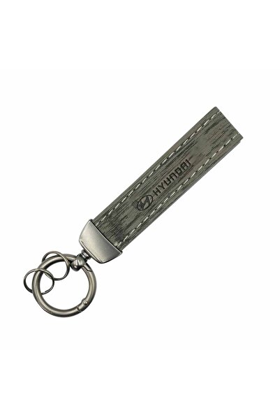 Hyundai Carbon Fiber Leather Keychain with Metal Ring 360° Rotation Durable C...