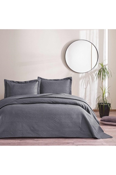 Taç Harlow Double Bedspread Set Anthracite