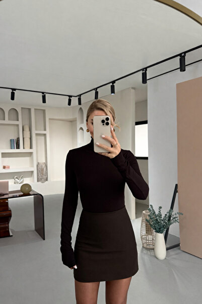 Sezgi Tekin Premium Series Brown Mini Skirt