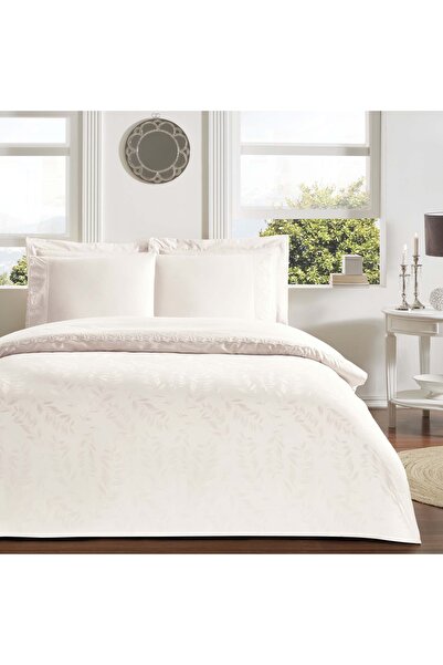 Taç Clarette Jacquard Double Duvet Cover Set Ecru
