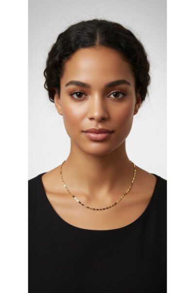 Zenska Jewelry Kadın minimal Rose Dikdörtgen Geçmeli Zincir Kadın Kolye