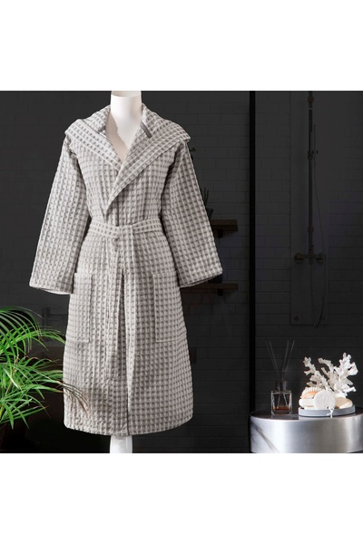 Taç Casual Waffle Pamuk Bornoz Antrasit L/XL