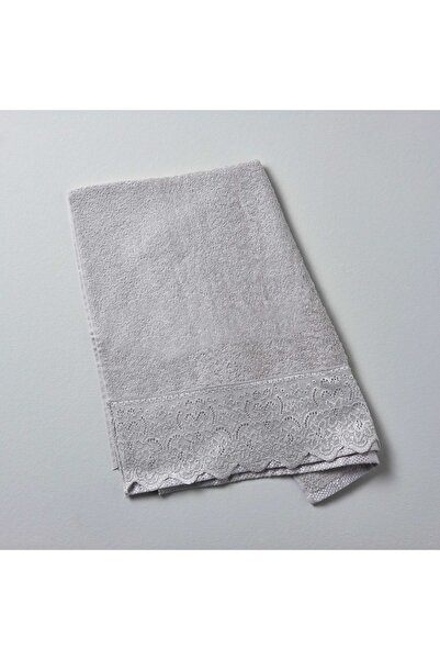 Linens Лъскава памучна кърпа за лице 50x80 см, сива