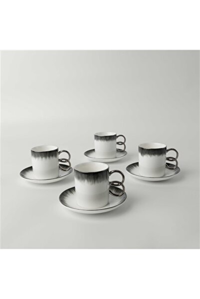 Linens Edith Porselen 4'lü 110 ml Kahve Fincan Takımı Antrasit