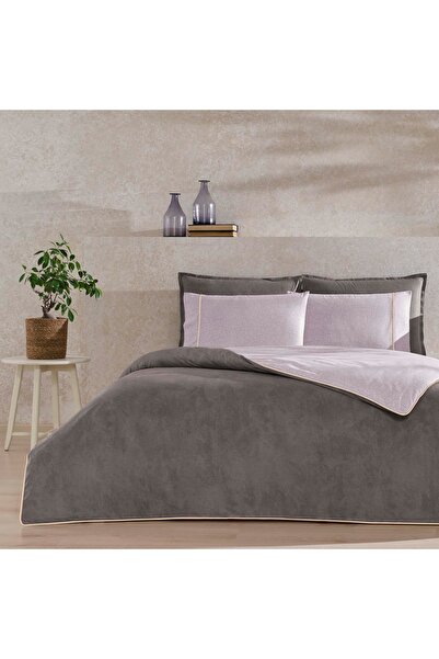 Taç Riven Biyeli Tek Kişilik Nevresim Takımı Gri