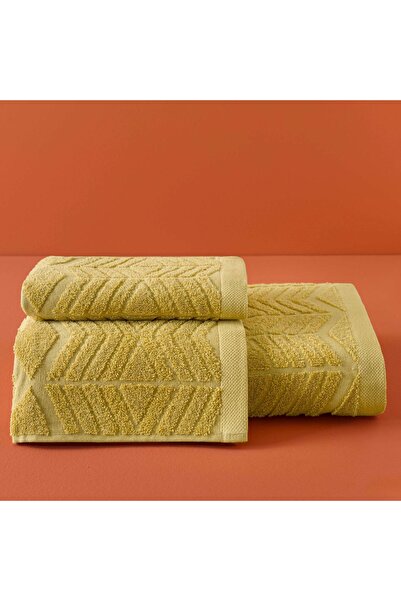 Taç Butik Brüj Pamuk Yüz Havlusu Hardal 50x85