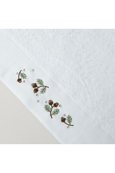 Linens Chestnut Cotton 50X85 cm Face Towel White