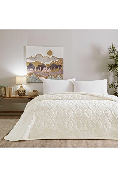 Taç Tessra Çift Kişilik Battaniye Ekru