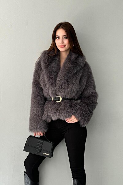 lizge giyim معطف فرو - تصميم ياقة شال